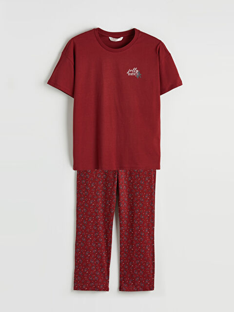 LCW DREAM Bisiklet Yaka Baskılı Kadın Pijama Takım - S6M250Z8-LTQ