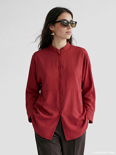 LCW Modest Hakim Yaka Oversize Kadın Gömlek Tunik - S6M256Z8-CRT