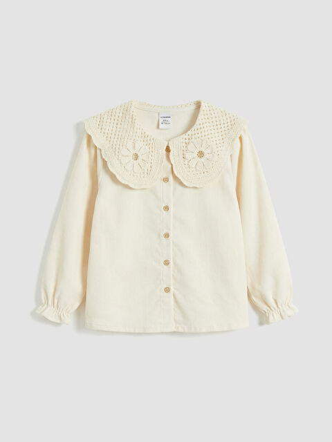 LCW Kids Çiçek Nakışlı Kız Çocuk Kadife Gömlek - S6M281Z1-FRC