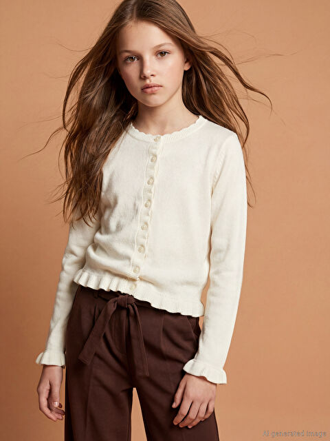 LCW Kids Bisiklet Yaka Kız Çocuk Triko Hırka - S6M297Z4-FDU