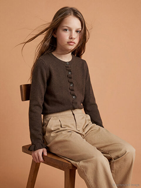 LCW Kids Bisiklet Yaka Kız Çocuk Triko Hırka - S6M297Z4-HMK