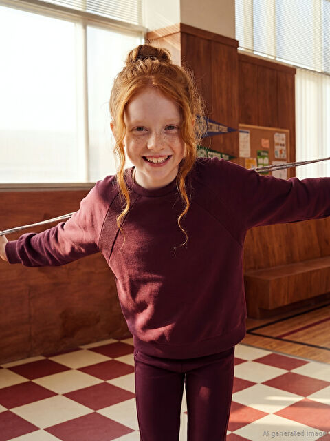 LCW Kids Bisiklet Yaka Soft Touch Kız Çocuk Sweatshirt - S6M315Z4-HQT