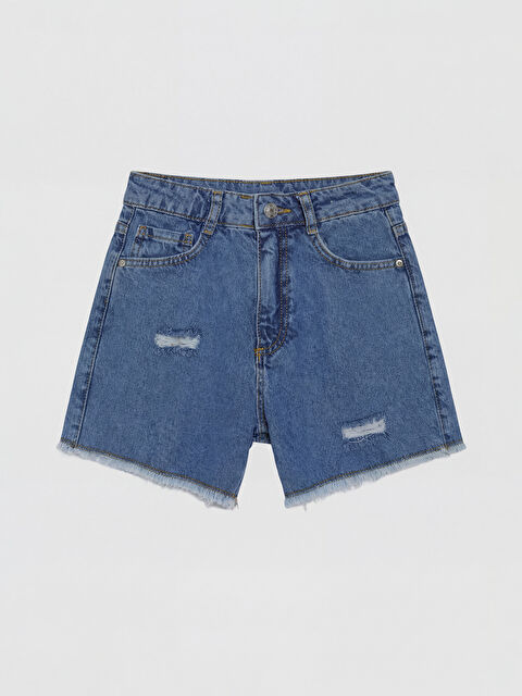 LCW Kids Yırtık Detaylı Kız Çocuk Jean Şort