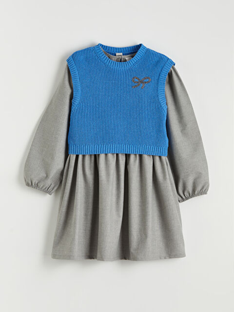 LCW Kids Bisiklet Yaka Kız Çocuk Elbise ve Süveter - S6M323Z4-1J2