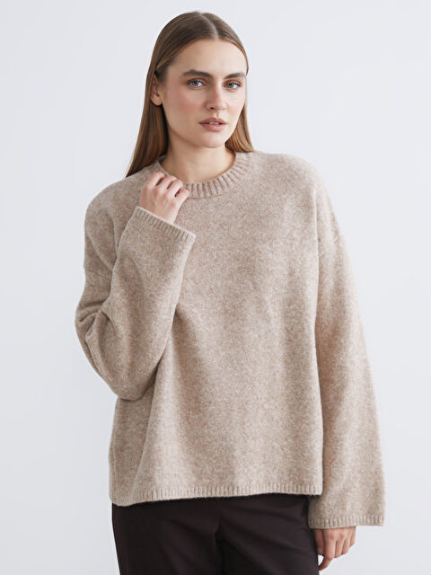 LCWAIKIKI Classic Bisiklet Yaka Oversize Kadın Triko Kazak - S6M335Z8-D2Y