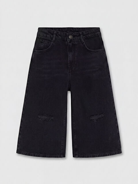 LCW Kids Yırtık Detaylı Kız Çocuk Jean Şortolon