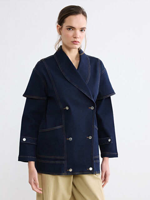 Natuvera Kruvaze Yaka Kadın Jean Ceket - S6M387Z8-YZA