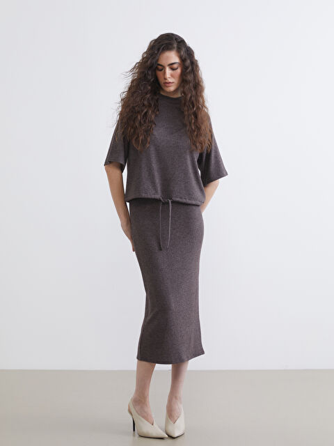 LCW Vision Beli Lastikli Yırtmaçlı Triko Etek - S6M440Z8-D3G