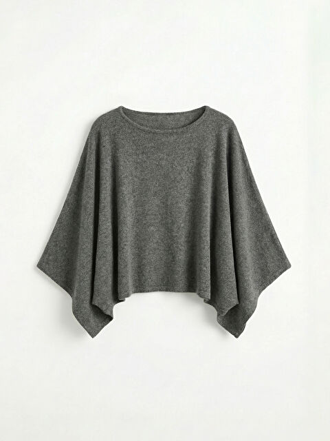 LCW Vision Kayık Yaka Oversize Kadın Triko Panço - S6M441Z8-D3A