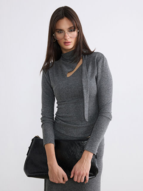 LCW Vision Bağlamalı Yaka Kadın Triko Kazak - S6M449Z8-D3A