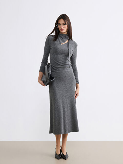 LCW Vision Beli Lastikli A Kesim Triko Etek - S6M450Z8-D3A