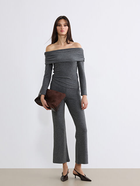 LCW Vision Beli Lastikli İspanyol Paça Kadın Pantolon	 - S6M462Z8-D3A