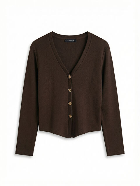 LCW Vision V Yaka Kadın Triko Hırka - S6M464Z8-D2N