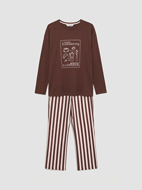 LCW DREAM Bisiklet Yaka Baskılı Kadın Pijama Takımı - S6M471Z8-LT4