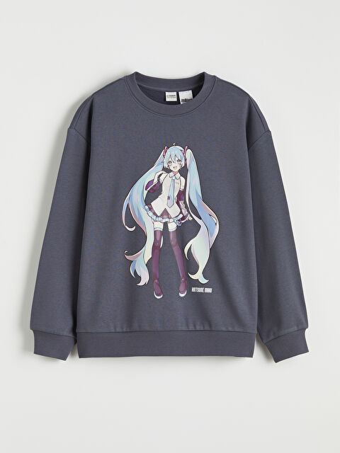 LCW Kids Hatsune Miku Baskılı Kız Çocuk Kalın Sweatshirt - S6M482Z4-HJV