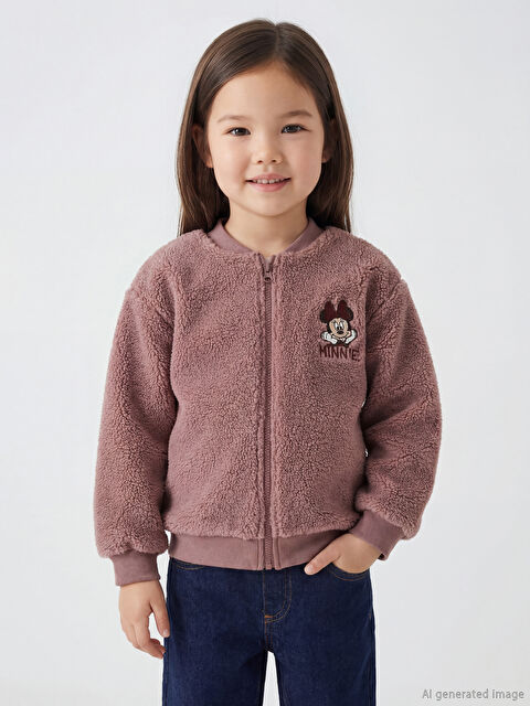 LCW Kids Minnie Mouse Nakışlı Kız Çocuk Fermuarlı Sweatshirt - S6M494Z1-CVY