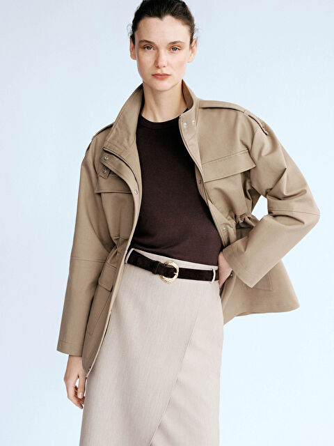 LCW Vision Dik Yaka Kadın Gabardin Mont - S6M500Z8-CTY