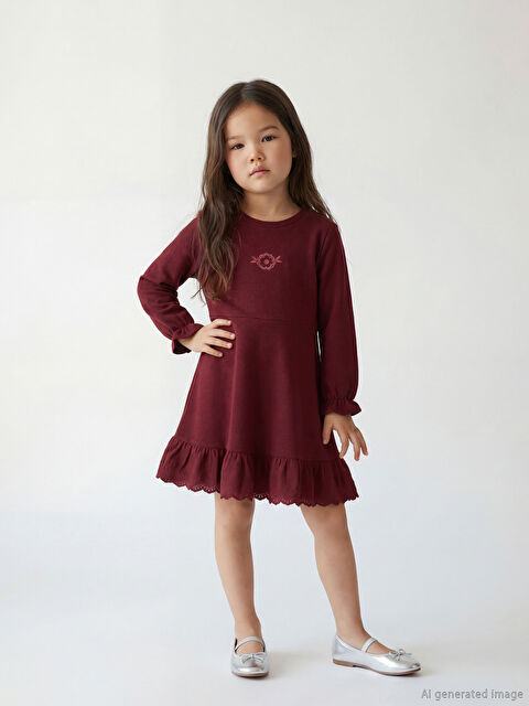 LCW Kids Nakışlı Uzun Kollu Kız Çocuk Elbise - S6M516Z1-HJC