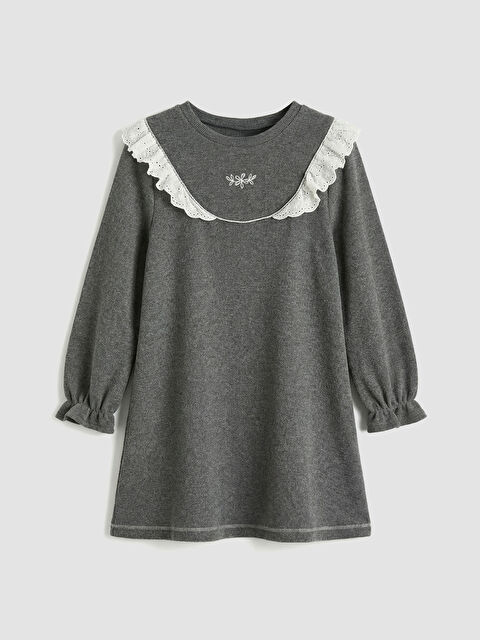 LCW Kids Bisiklet Yaka Nakışlı Kız Çocuk Elbise - S6M518Z1-L8N