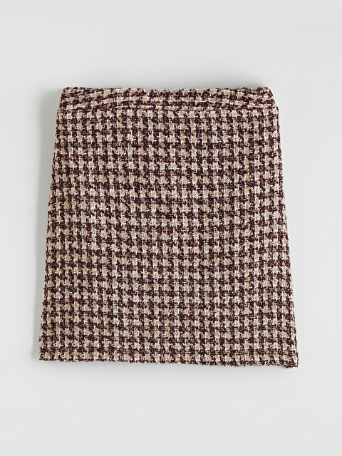 LCWAIKIKI Classic Beli Fermuarlı Kazayağı Desenli Mini Etek - S6M573Z8-LPA