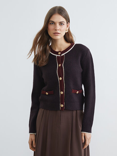 LCWAIKIKI Classic Bisiklet Yaka Kadın Triko Hırka - S6M584Z8-CWK