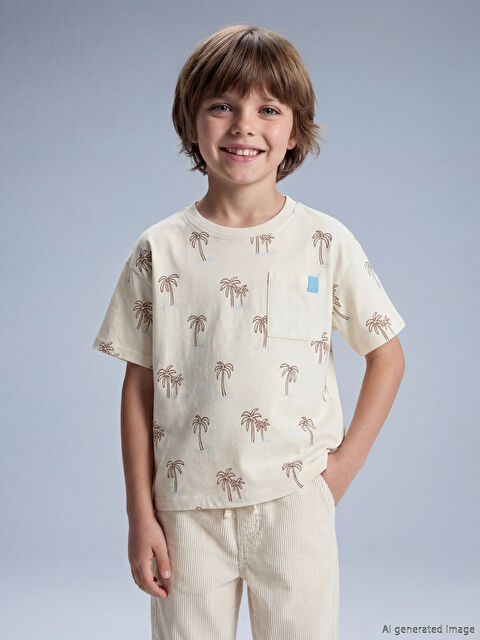 LCW Kids Bisiklet Yaka Baskılı Erkek Çocuk Tişört - S6M592Z1-LQA