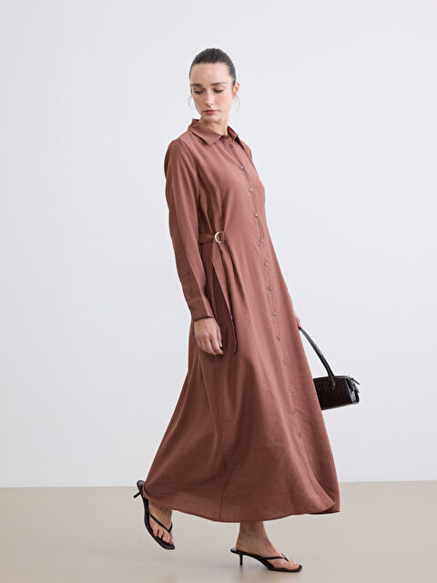 LCWAIKIKI Classic Modal Karışımlı Kemer Detaylı Gömlek Elbise - S6M617Z8-KYS