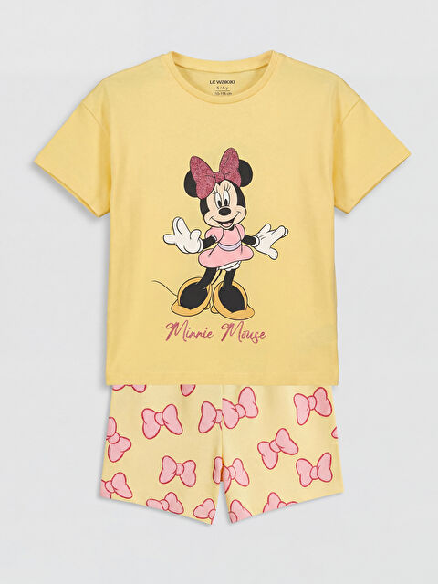 LCW Kids Minnie Mouse Baskılı Kız Çocuk Tişört ve Şort - S6M623Z1-FRN
