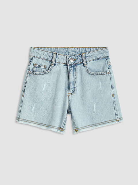 LCW Kids Yırtık Detaylı Kız Çocuk Jean Şort