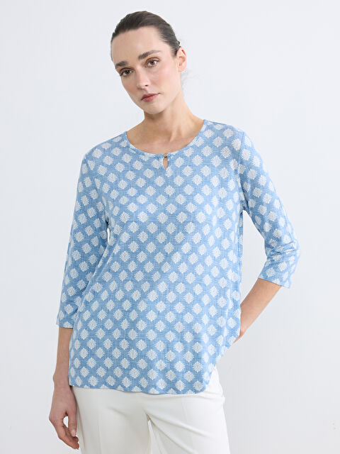 LC WAIKIKI Bisiklet Yaka Desenli Bluz	 - S6M661Z8-LQQ