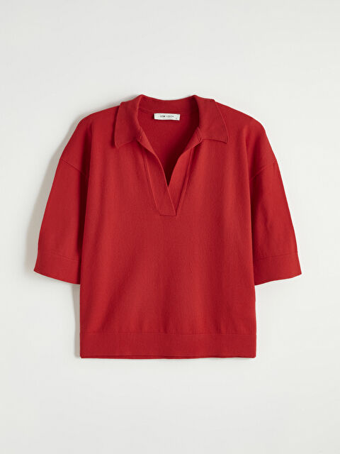 LCW Vision Polo Yaka Oversize Kadın Triko Kazak - S6M662Z8-HJY