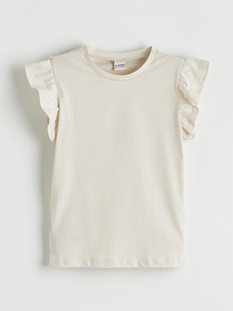 LCW ECO Bisiklet Yaka Kolu Fırfırlı Kız Çocuk Tişört - S6M677Z4-FZJ