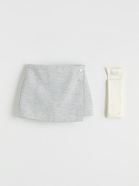 LCW baby Kız Bebek Tüvit Şort Etek ve Çorap Seti - S6M721Z1-14M
