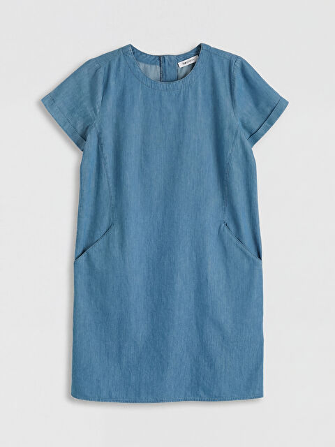 LCWAIKIKI Classic Bisiklet Yaka Mini Jean Elbise - S6M742Z8-563