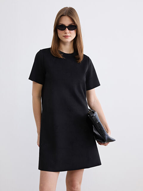 LCW Comfort Taşlı A Kesim Mini Süet Görünümlü Elbise - S6M773Z8-CVL