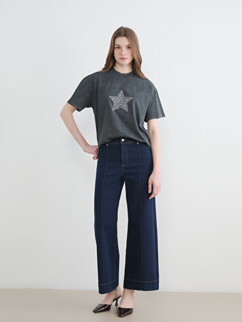 LCW Modest Yüksek Bel Wideleg Kadın Jean Pantolon - S6M786Z8-309