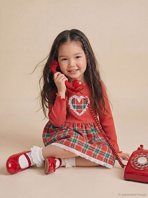 LCW Kids Ekose Kız Çocuk Elbise - S6M788Z1-20J