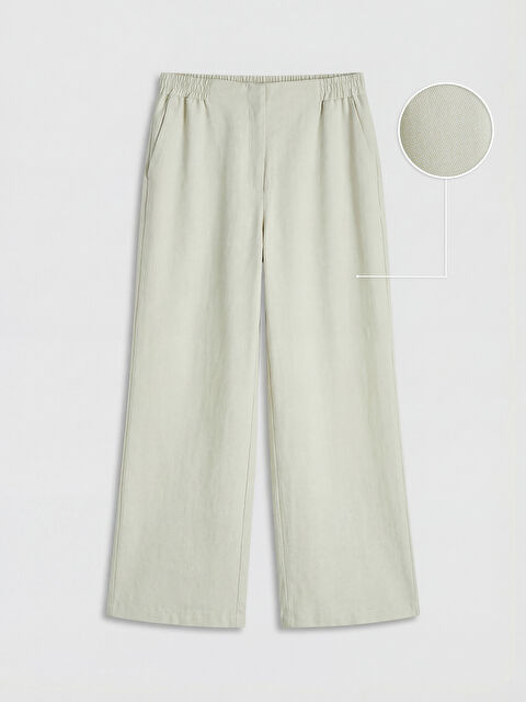 LCW Modest Beli Lastikli Geniş Paça Kadın Pantolon