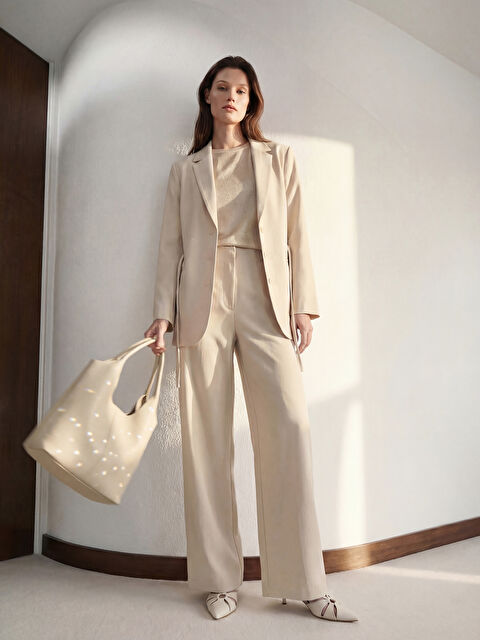 LCW Modest Beli Lastikli Geniş Paça Kadın Pantolon