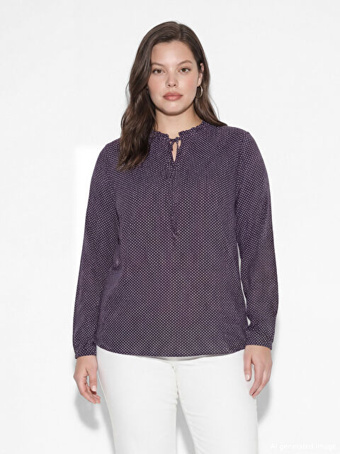 LCW Grace Горошекпен байламалы жағалы блузка - S6M822Z8-LTF