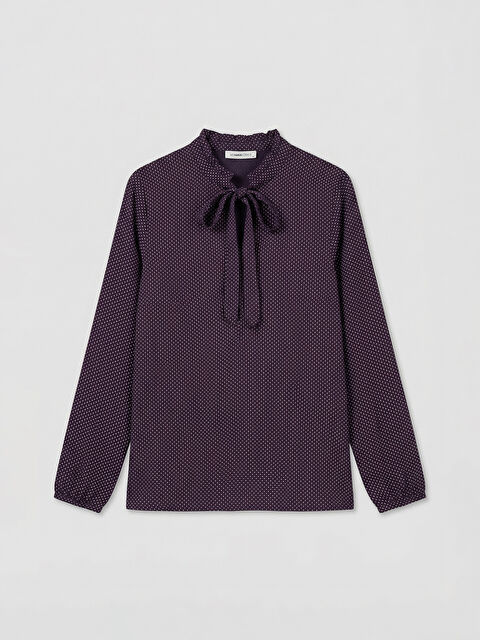 LCW Grace Bağlamalı Yaka Puantiyeli Bluz - S6M822Z8-LTF