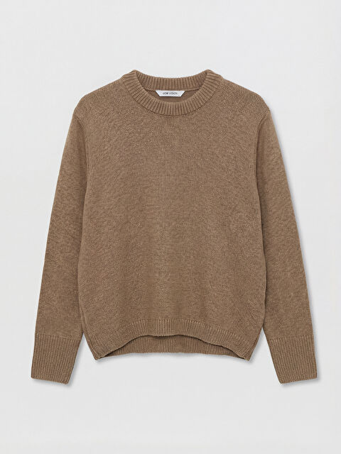 LCW Vision كنزة تريكو نسائية بياقة دائرية منسوجة بنمط ذاتي - S6M866Z8-38G