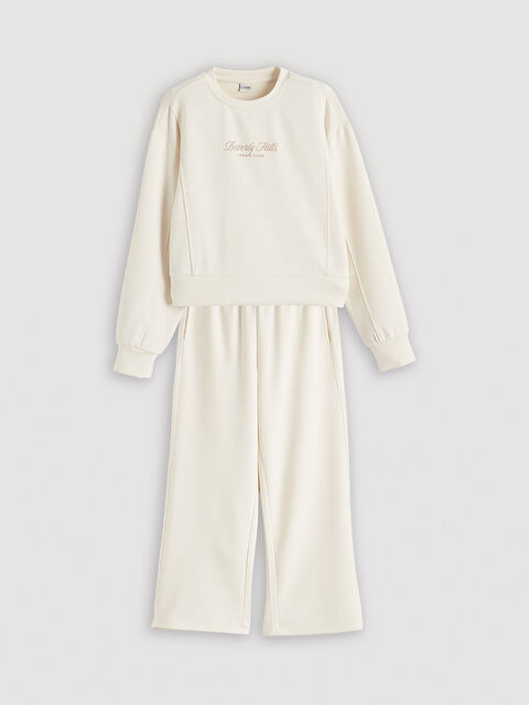 LCW Kids Baskılı Kız Çocuk Soft Touch Sweatshirt ve Eşofman Altı - S6M880Z4-FDU