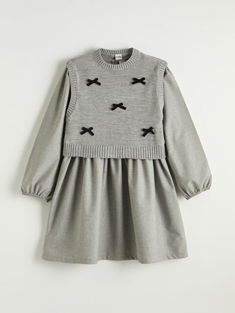 LCW Kids Bisiklet Yaka Kız Çocuk Elbise ve Süveter - S6M907Z4-18Y