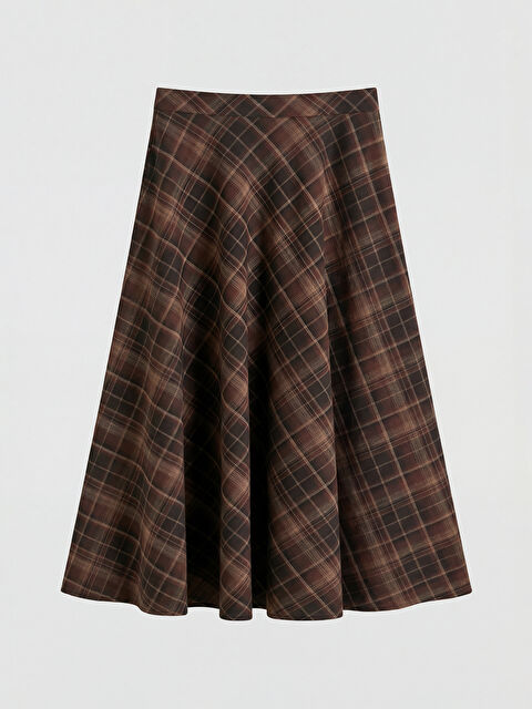 LCW Modest Beli Fermuarlı Ekose Kloş Etek	 - S6MA07Z8-LLL