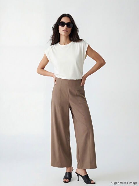 LCW Vision Beli Fermuarlı Geniş Paça Kadın Pantolon - S6MA22Z8-ZNS