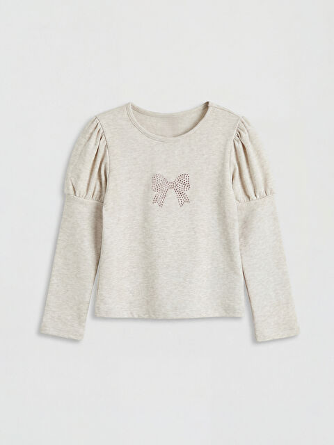 LCW Kids Bisiklet Yaka Taşlı Kız Çocuk Tişört - S6MA25Z1-L8Q