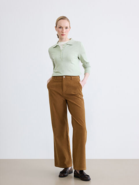 LCWAIKIKI Classic Dar Fit Kadın Fitilli Kadife Pantolon - S6MA59Z8-1D3