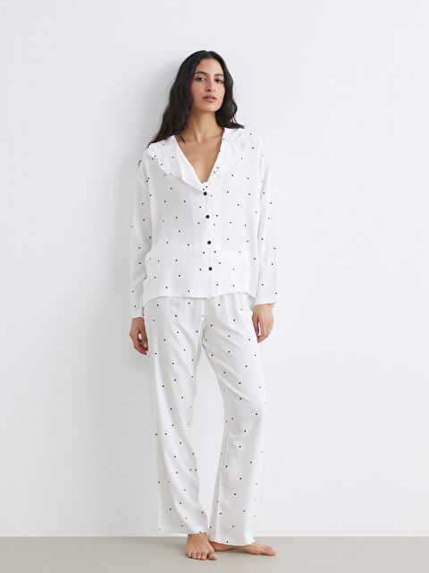LCW DREAM Gömlek Yaka Puantiyeli Kadın Pijama Takım - S6MA72Z8-LRA