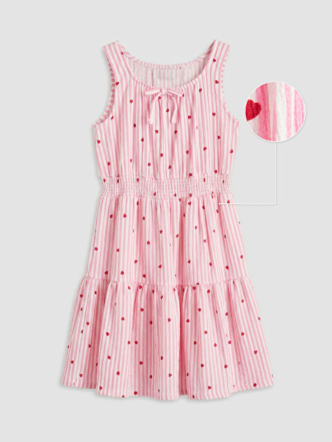 LCW Kids Kare Yaka Fiyonklu Kız Çocuk Elbise - S6MA81Z4-LT4